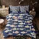 Erosebridal Pike Fish Yellow Blue Boys Kids Full Comforter Set 7 Pieces | Rustic Farmhouse Bed in A Bag for Bedroom Teens Adults Bedding Set with Comforters Fishing and Hunting Room Decor