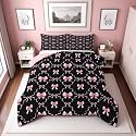 Erosebridal Pink and Black Bow Tie Toddler Comforter Set for Girls | Cute Pink Ribbon Bow Bedding Sets for Kids Women, Coquette Bowtie Bed Set, Princess Bows Room Decor, 1 Pillowcase