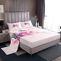 Erosebridal Pink Bowtie Bed Sheets Set Full Letter C Sheet Set Butterflies Wing Cute Ribbon Bow Sheets Fashion Coquette Dreamy Bowknot Flat Fitted Sheet
