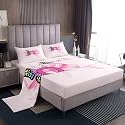Erosebridal Pink Bowtie Bed Sheets Set King Letter Sheet Set Cute Butterflies Wing Princess Bowknot Sheets Kawaii Fashion Ribbon Bow Flat Fitted Sheet