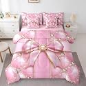 Erosebridal Pink Kawaii Bow Girls Bedding Set Dreamy Princess Bowknot Bed in A Bag for Kids Teen Adults Bedroom,Luxurious Aesthetic Bow Full Comforter Set 7 Piece Diamond Butterfly Knot Bed Set