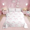 Erosebridal Pink and White Bow Full Comforter Set for Girls Kids Teen,Cute Pink Bows Bedding Set Room Decor,Princess Bowknot Quilt Set Kawaii Bow Tie Bedding Comforter Sets,2 Pillowcases