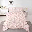 Erosebridal Princess Bow Tie Comforter Set Queen Size Coquette Bowknot Bedding Set for Adutls Men Women Cute Bows Comforter Kawaii Pink Ribbon Quilt Bedroom Decor
