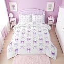 Erosebridal Purple Bow Tie Twin Comforter Set for Girls | Purple Coquette Bows Bedding Sets for Kids Women, Princess Ribbon Bow Bed Set, Cute Preppy Bowtie Room Decor, 1 Pillowcase