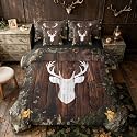 Erosebridal White Black Deer Camo Comforter Set Queen Size 7 Pieces | Hunting Rustic Bed in A Bag Woodland Antlers Bed Set Adults Kids Bedding