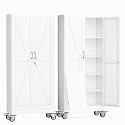 erosoe 71" H Metal Garage Storage Cabinet, Rolling Tool Cabinet with 2 Doors and Wheels, Locker Steel Cabinet with 4 Adjustable Shelves, Organization Cabinet for Garage,Office,Home,Gym,School-White