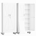 erosoe 75" H Metal Garage Storage Cabinet, Rolling Tool Cabinet with 2 Doors and Wheels, Locker Steel Cabinet with 5 Adjustable Shelves, Organization Cabinet for Garage,Office,Home,Gym,School-White