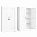 erosoei 43" H Metal Garage Storage Cabinet, Black Metal Pantry Cabinet with 2 Doors, Locker Steel Cabinet with 3 Adjustable Shelves, Freestanding Cupboard for Garage,Office,Home,Gym,School