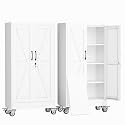 erosoei 47" H Metal Garage Storage Cabinet, Rolling Tool Cabinet with 2 Doors and Wheels, Locker Steel Cabinet with 3 Adjustable Shelves, Organization Cabinet for Garage,Office,Home,Gym,School