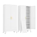 erosoei 61" H Metal Garage Storage Cabinet, Metal Pantry Cabinet with 2 Doors, Locker Steel Cabinet with 3 Adjustable Shelves, Freestanding Cupboard for Garage,Office,Home,Gym,School