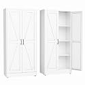 erosoei 63" H Metal Garage Storage Cabinet, Black Metal Pantry Cabinet with 2 Doors, Locker Steel Cabinet with 3 Adjustable Shelves, Freestanding Cupboard for Garage,Office,Home,Gym,School