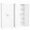erosoei 71" H Metal Garage Storage Cabinet, Black Metal Pantry Cabinet with 2 Doors, Locker Steel Cabinet with 4 Adjustable Shelves, Freestanding Cupboard for Garage,Office,Home,Gym,School