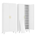 erosoei 71" H Metal Garage Storage Cabinet, Metal Pantry Cabinet with 2 Doors, Locker Steel Cabinet with 4 Adjustable Shelves, Freestanding Cupboard for Garage,Office,Home,Gym,School