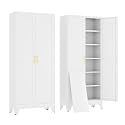 erosoei 75" H Metal Garage Storage Cabinet, Metal Pantry Cabinet with 2 Doors, Locker Steel Cabinet with 5 Adjustable Shelves, Freestanding Cupboard for Garage,Office,Home,Gym,School
