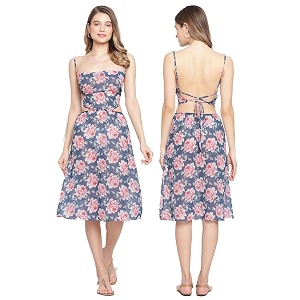 EROTISSCH Womens Floral Printed Polyester Backless Cami