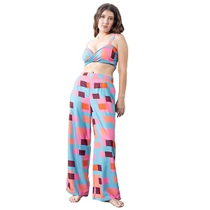 erotissch womens beachwear co-ord amp cover-up set made of lightweight fabric beach wear dress for girls strappy top amp high-rise trousers for woman for vacation beach amp resort wear for ladies
