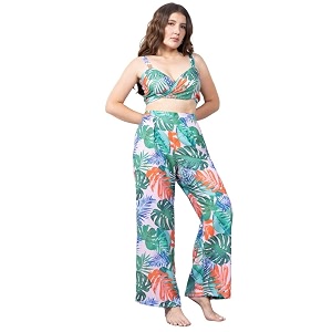 erotissch womens beachwear co-ord amp cover-up set made of lightweight fabric beach wear dress for girls strappy top amp high-rise trousers for woman for vacation beach amp resort wear for ladies