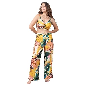 erotissch womens beachwear co-ord amp cover-up set made of lightweight fabric beach wear dress for girls strappy top amp high-rise trousers for woman for vacation beach amp resort wear for ladies