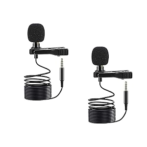 pro professional y41 collar mic for youtube grade lavalier microphone easy clip on system  perfect for recording voicevideo conferencepodcasti-phoneandroid 2-pcs