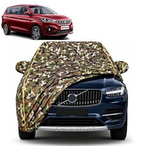 ertiga 100 waterproof car cover  dustproof sun protection cover  soft cotton lining  triple stitched  mirror pocket  antenna pocket  all weather body cover army