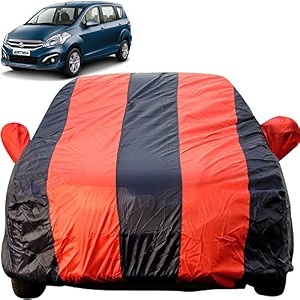 ertiga dustproof car cover with mirror pockets red blue stripes taffeta polystertriple stitched compatible with maruti ertiga car cover 2012 to 2024 ertiga car accessories