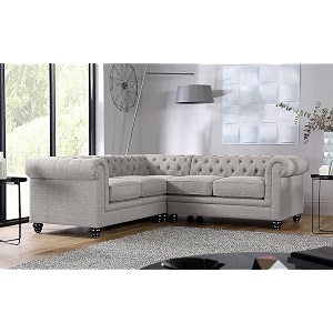 es espinho espn0001 solid sal wood fabric upholstered 4 seater symmetrical orientation button tufted chesterfield modular sectional corner l shape sofa set for living room light grey color