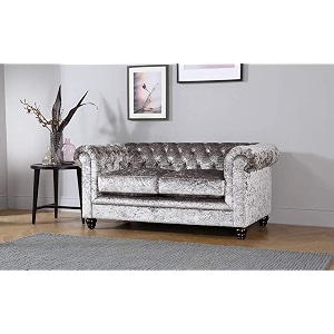 es espinho espn0001 solid sal wood velvet upholstered button tufted chesterfield 2 seater sofa set for living room silver color