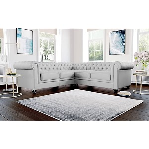 es espinho espn0001 solid sal wood leatherette upholstered 4 seater symmetrical orientation button tufted chesterfield modular sectional corner l shape sofa set for living room steel grey color