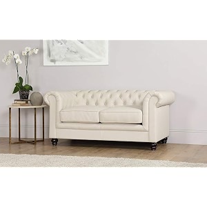 es espinho espn0001 solid sal wood leatherette upholstered button tufted chesterfield 2 seater sofa set for living room ivory color