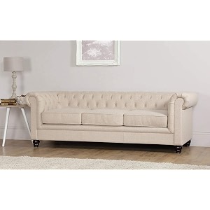 es espinho espn0001 solid sal wood fabric upholstered button tufted chesterfield 3 seater sofa set for living room beige color