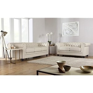 es espinho espn0001 solid sal wood leatherette upholstered 5 seater button tufted chesterfield 32 sofa set for living room ivory color