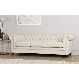 es espinho espn0001 solid sal wood leatherette button tufted sophisticated elegant durable amp comfortable 3 seater chesterfield sofa three seater off-white colour 3 years warranty