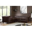 ES ESPINHO ESPN0001 Solid Sal Wood Leatherette Upholstered 4 Seater Symmetrical Orientation Button Tufted Chesterfield Modular, Sectional, Corner L Shape Sofa Set for Living Room, Chocolate Brown Color