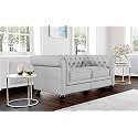 ES ESPINHO ESPN0001 Solid Sal Wood Leatherette Upholstered Button Tufted Chesterfield 2 Seater Sofa Set for Living Room, Steel Grey Color