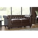 ES ESPINHO ESPN0001 Solid Sal Wood Leatherette Upholstered Button Tufted Chesterfield 2 Seater Sofa Set for Living Room, Chocolate Brown Color