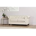 ES ESPINHO ESPN0001 Solid Sal Wood Leatherette Upholstered Button Tufted Chesterfield 2 Seater Sofa Set for Living Room, Ivory Color