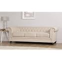 ES ESPINHO ESPN0001 Solid Sal Wood Fabric Upholstered Button Tufted Chesterfield 3 Seater Sofa Set for Living Room, Beige Color