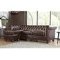 ES ESPINHO ESPN0001 Solid Sal Wood Leatherette Upholstered 3 Seater Left Hand Side Facing Button Tufted Chesterfield Modular, Sectional, Corner L Shape Sofa Set for Living Room, Chocolate Brown Color
