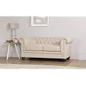 ES ESPINHO ESPN0001 Solid Sal Wood Fabric Upholstered Button Tufted Chesterfield 2 Seater Sofa Set for Living Room, Beige Color