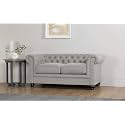 ES ESPINHO ESPN0001 Solid Sal Wood Fabric Upholstered Button Tufted Chesterfield 2 Seater Sofa Set for Living Room, Light Grey Color