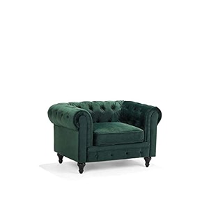 es espinho espn0023 solid sal wood velvet upholstered button tufted chesterfield 1 seater sofa set for living room green color