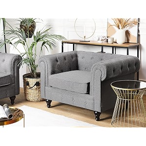 es espinho espn0023 solid sal wood fabric upholstered button tufted chesterfield 1 seater sofa set for living room dark grey color