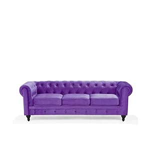 es espinho espn0023 solid sal wood velvet upholstered button tufted chesterfield 3 seater sofa set for living room purple color