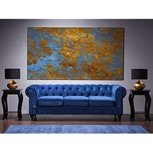 es espinho espn0023 solid sal wood velvet upholstered button tufted chesterfield 3 seater sofa set for living room blue color