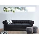 ES ESPINHO ESPN0023 Solid Sal Wood Fabric Upholstered Button Tufted Chesterfield 3 Seater Sofa Set for Living Room, Graphite Grey Color