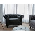 ES ESPINHO ESPN0023 Solid Sal Wood Fabric Upholstered Button Tufted Chesterfield 1 Seater Sofa Set for Living Room, Graphite Grey Color