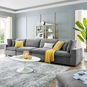 es espinho stella solid sal wood velvet upholstered 4 seater sofa set for living room graphite grey color