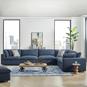 es espinho stella solid sal wood fabric upholstered 5 seater left hand side facing modular sectional corner l shape sofa set for living room dark blue color