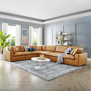 es espinho stella solid sal wood leatherette upholstered 5- to 6-person sofa left hand side facing modular sectional corner l shape sofa set for living room tan color