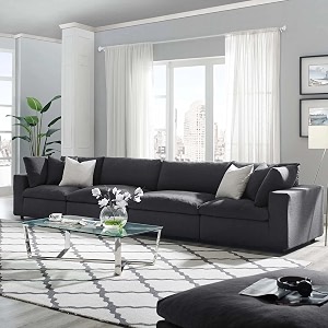 es espinho stella solid sal wood fabric upholstered 4 seater sofa set for living room dark grey color